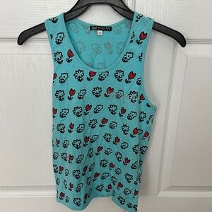 Patrizia Pepe Firenze designer turquoise Floral Tank Top
